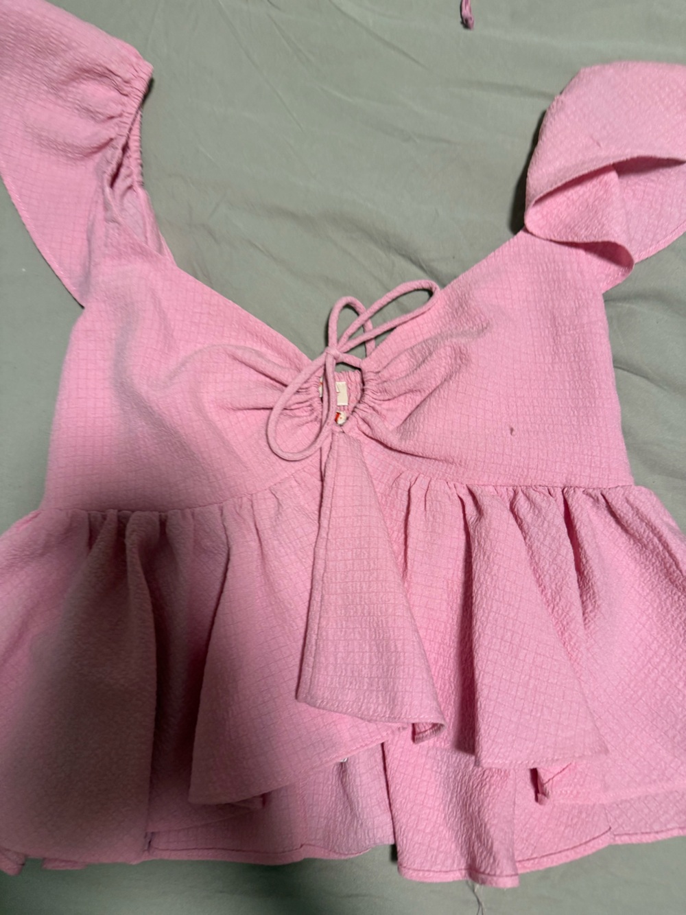 Urban Outfitters Pink Textured Tie-Front Top